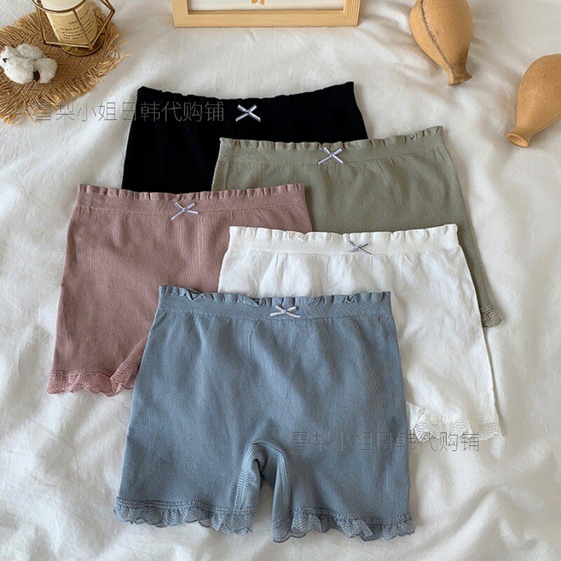 Japanese GP solid color elastic safety pants women's boxer wave winter insurance pants anti-glare underwear home shorts