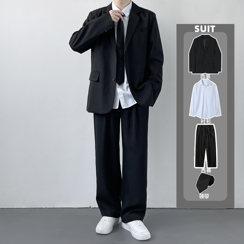 Suit Set, Casual Suit, Men's Suit, Handsome Korean Style, College Style, Shoulder Pads, Versatile Class Uniform, Formal Jacket