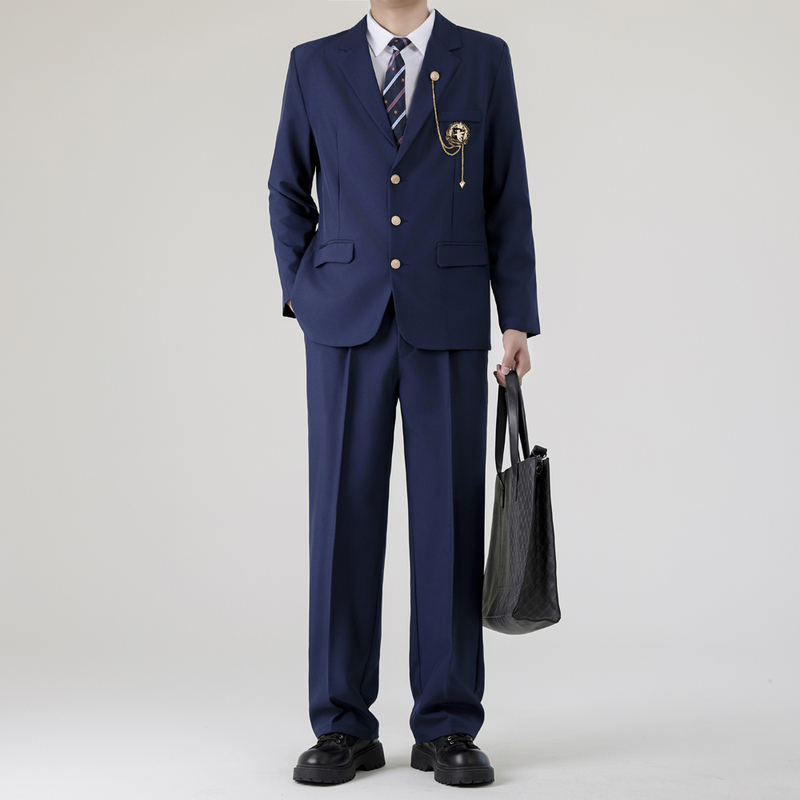 Cupid Academy Style Dk Uniform Suit Men's Navy Blue Three-Button Loose-Fitting High-End Suit Jacket