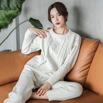 Pajamas womens autumn and winter soft pajamas wool home clothes chenille sweater knitted thickened Japanese winter set