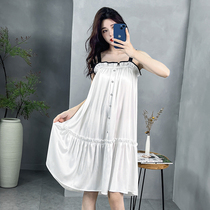 Sleeping Dress Woman 2022 New Sleeping Dress Ice Silk Harnesses Sleepwear Senior Sensation Home Lady Pyjamas Palate Pure Desire