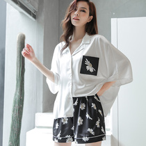 2020 New Sleepwear Womens Summer Ice Silk Sexy Pyjamas Woman Short Sleeve Playful Little Daisy Family Clothes Can Be Worn Out