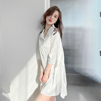 Sleeping Dress Woman 2022 New Ice Silk Sleeping Dress Pure Desire Wind Superior Shirt Sexy Sleepwear Womens Summer Extras