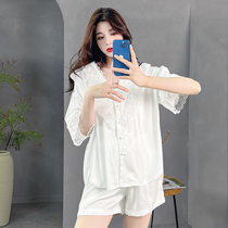 Pajamas Woman 2022 New Ice Silk Lace Shirt Advanced Sensfeel Pyjamas Womens Summer Sexier Sexier Sexier Women Summer