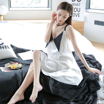 Nightdress womens summer 2021 new premium feel pajamas womens summer sexy pajamas Thin Ice Silk suspender nightgown