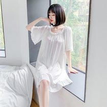 Nightdress Women summer 2021 New High feel pajamas women thin short sleeve pajamas Medium-length dress women home dress skirt