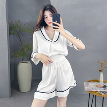 Sleepwear Women 2022 New Summer Ice Silk Women White Superior Sleepwear Short Sleeve Shorts Summer Home Clothes