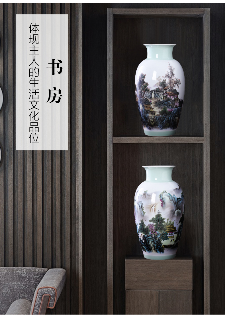 Jingdezhen porcelain ceramic famille rose flower arranging furnishing articles of new Chinese style household vase in the sitting room porch TV ark, adornment