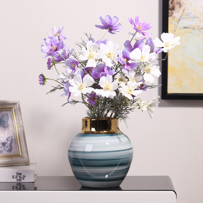 Modern light key-2 luxury ceramic vases, dried flowers, place to live in a TV ark, simulation flowers to decorate the sitting room porch table accessories