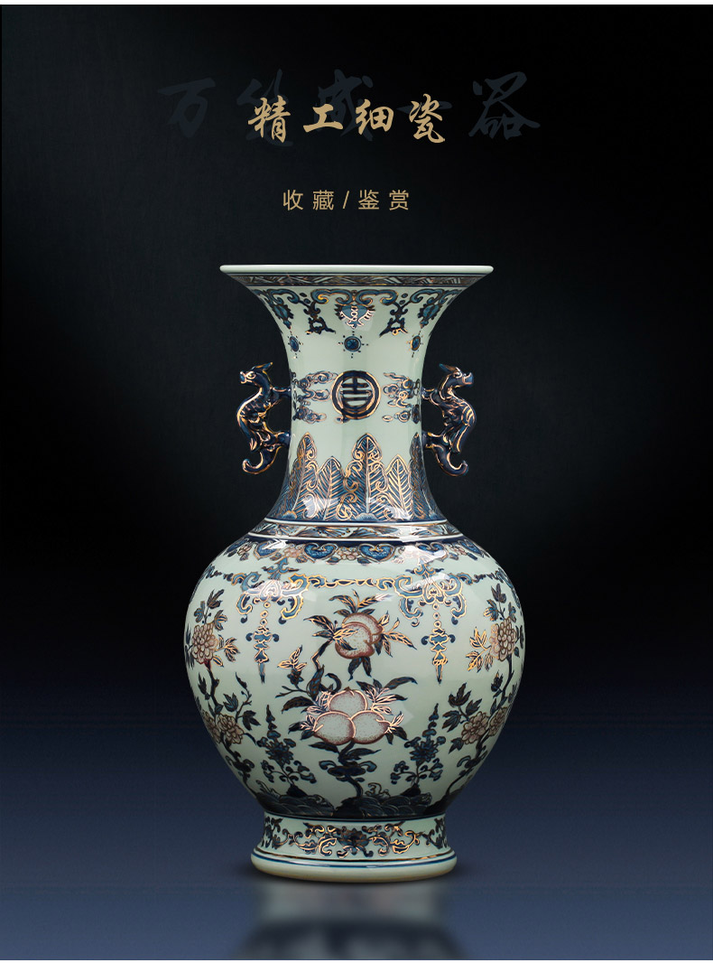 Jingdezhen ceramics hand - made the see colour blue and white porcelain vase imitation the qing qianlong Chinese key-2 luxury home decoration furnishing articles