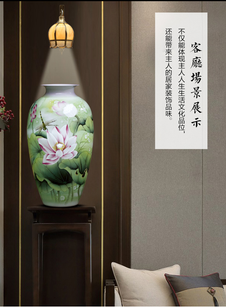 Jingdezhen ceramics hand carved large light lotus flower vase Chinese key-2 luxury household act the role ofing is tasted porch decorate furnishing articles