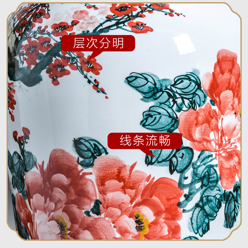 Jingdezhen ceramics oversized hand - made name plum flower vase landed furnishing articles sitting room of Chinese style household, hotel decoration