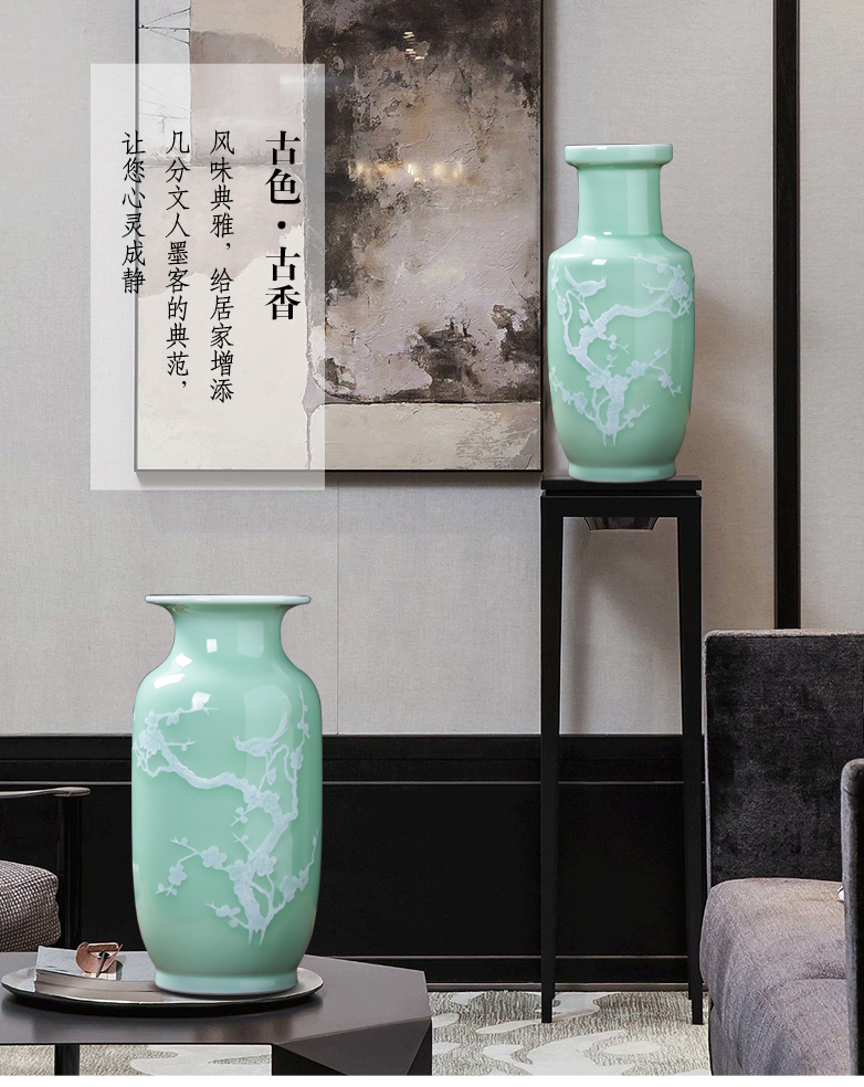 Jingdezhen ceramics green glaze floret bottle of archaize sitting room of Chinese style household flower decoration wine handicraft furnishing articles