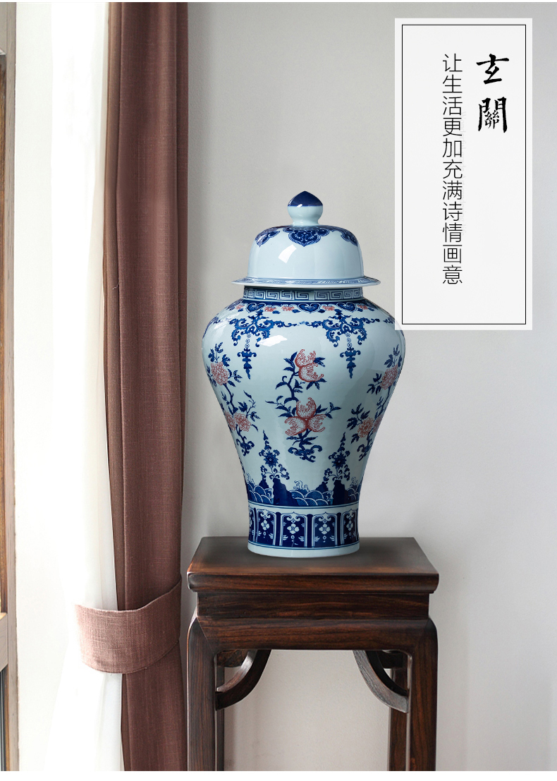 Jingdezhen porcelain ceramic archaize sitting room porch decoration flower arrangement of Chinese style household furnishing articles large blue and white porcelain vase