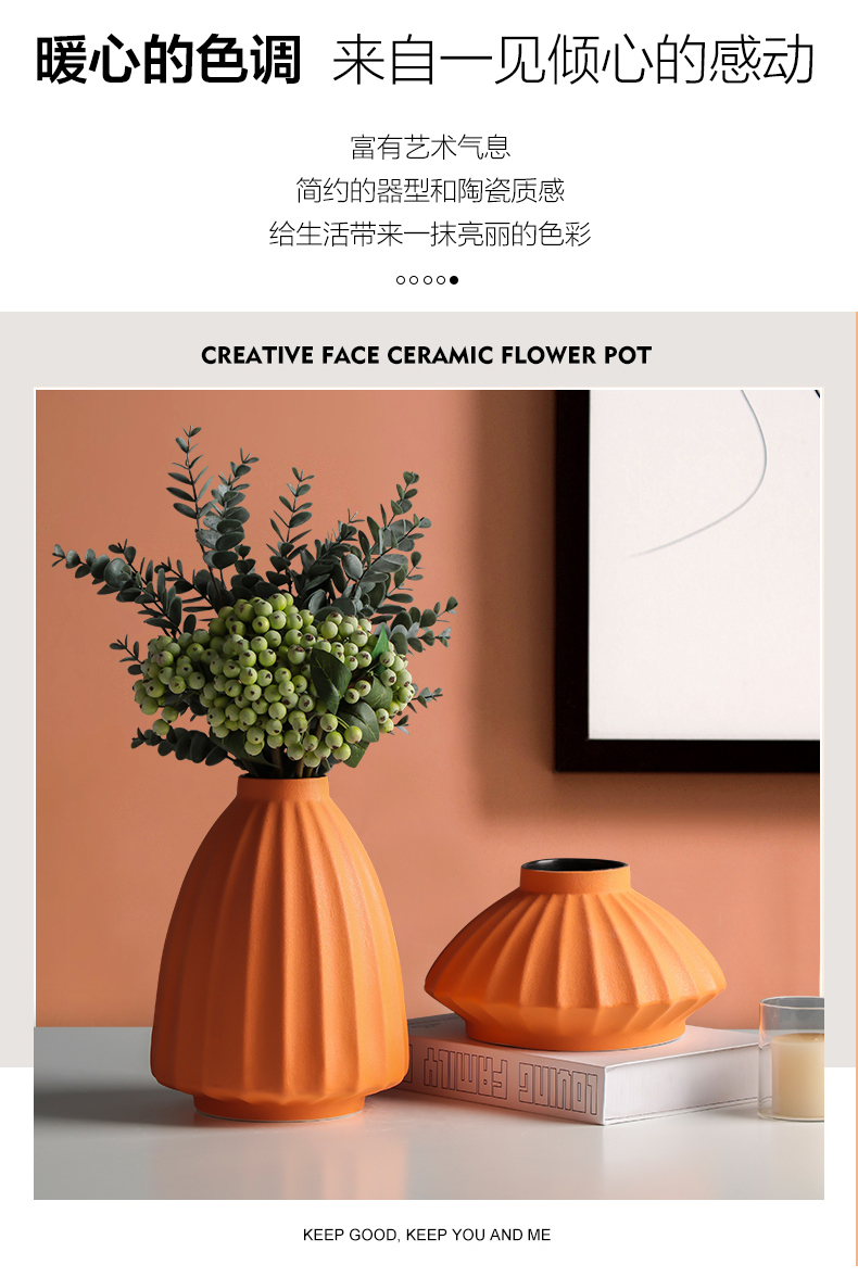 Ceramic creative Nordic ins floret bottle wind dried flowers flower arrangement furnishing articles household decorates sitting room porch decoration hydroponics