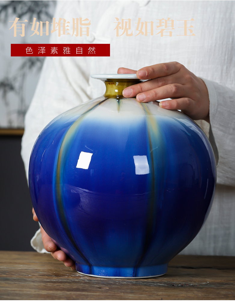 Jingdezhen ceramics vase furnishing articles blue pomegranate wine bottle decoration housing, flower arranging sitting room decoration