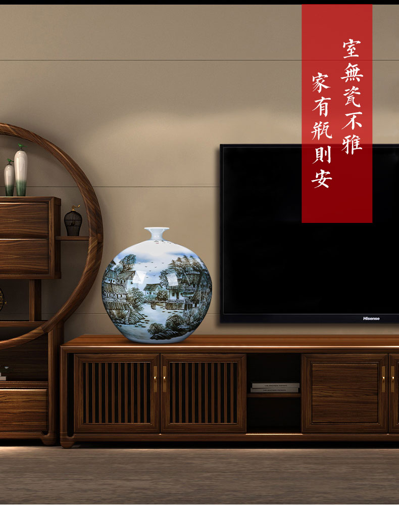 Jingdezhen ceramics hand - made color under the glaze of blue and white porcelain vase living room TV cabinet decoration of Chinese style household furnishing articles