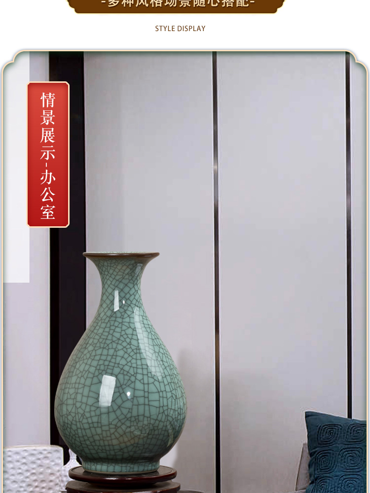 Jingdezhen ceramic crack glaze vase archaize up furnishing articles rich ancient frame flower arranging Chinese style restoring ancient ways household ornaments