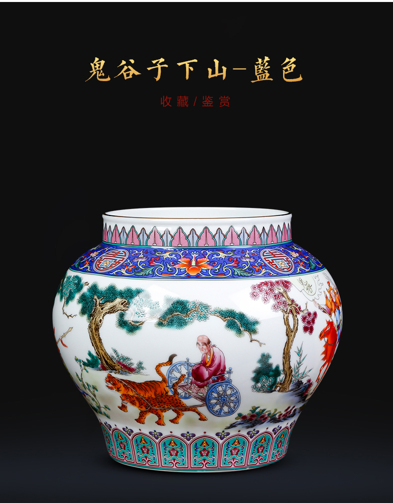 Archaize of jingdezhen ceramics colored enamel vase figure as cans sitting room adornment of Chinese style household furnishing articles written down the mountain