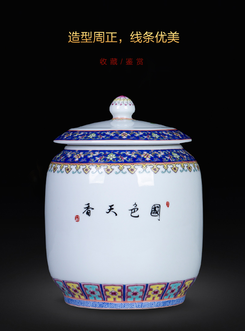 Jingdezhen ceramics colored enamel Chinese style household mouldproof moistureproof landscape scattered tea storage tanks receive a small pot