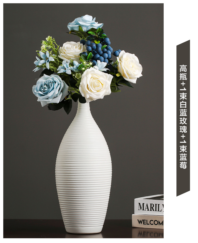 White ceramic vase furnishing articles modern creative simple Chinese flower arranging dried flowers sitting room home TV ark, adornment