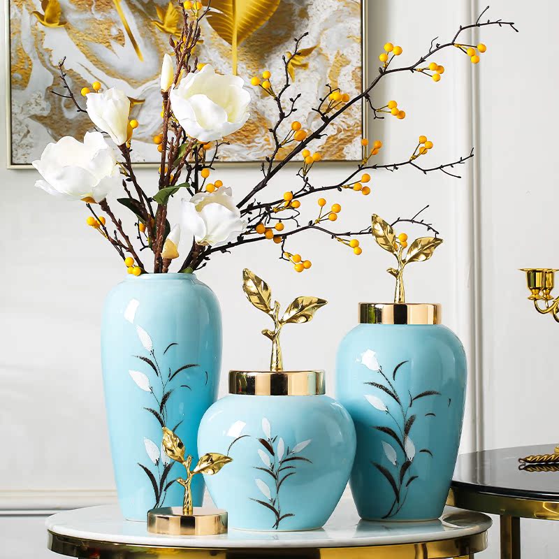 Jingdezhen ceramics vase furnishing articles simulation flower flower modern new Chinese style household living room TV cabinet decoration