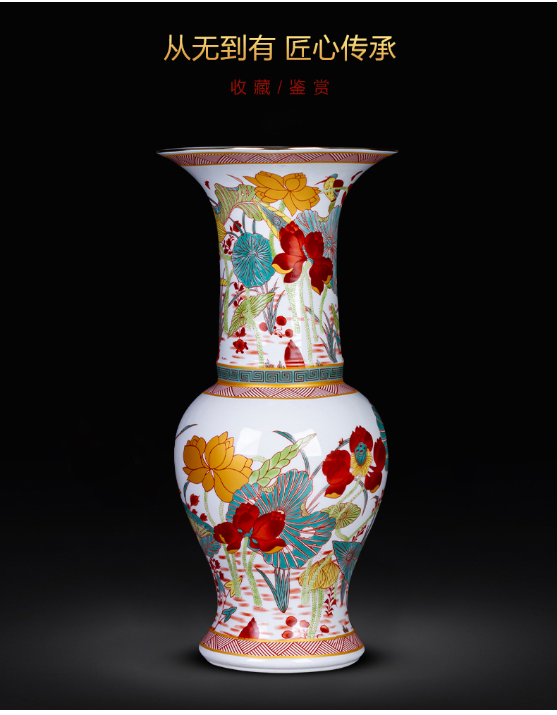 Jingdezhen ceramics colored enamel archaize creative floret bottle rich ancient frame sitting room adornment of Chinese style household furnishing articles