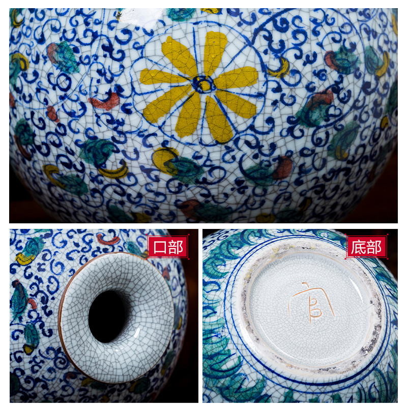 Jingdezhen porcelain hand archaize ceramic up vases, new Chinese style household living room TV ark adornment furnishing articles