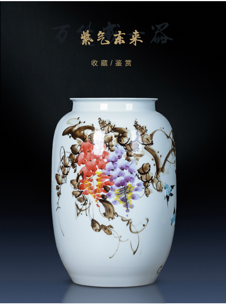 Jingdezhen porcelain ceramic up hand - made vases furnishing articles of new Chinese style household living room TV cabinet decoration decoration