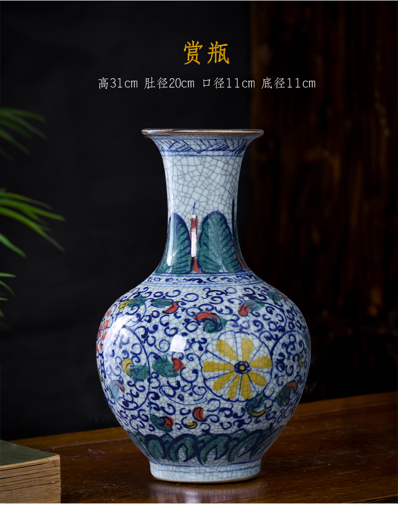 Jingdezhen porcelain hand archaize ceramic up vases, new Chinese style household living room TV ark adornment furnishing articles