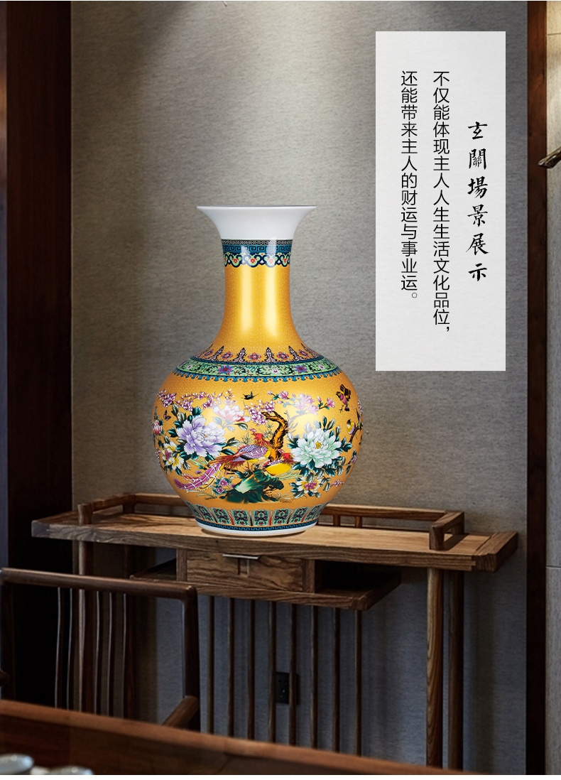 Jingdezhen porcelain ceramic colored enamel flower vase large landing place, a new Chinese style home sitting room adornment