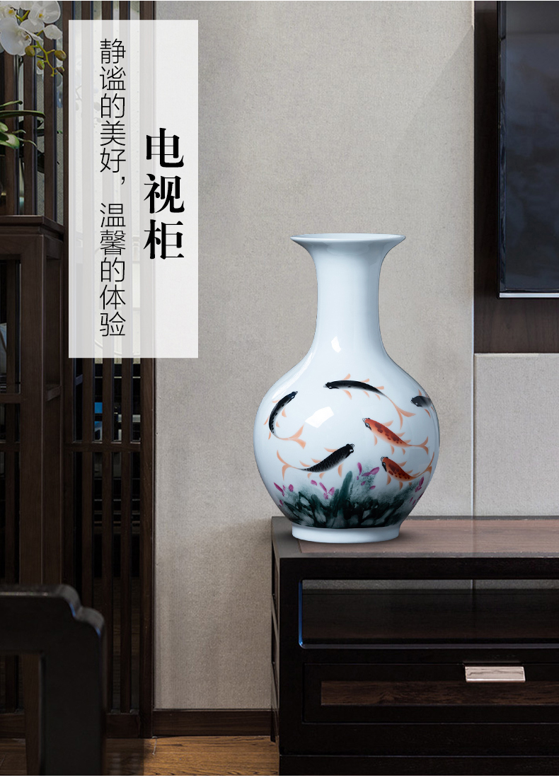 Jingdezhen porcelain ceramic hand - made enamel vase flower arranging place of new Chinese style household living room TV cabinet decoration