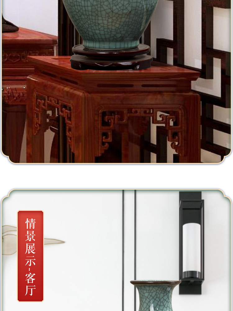 Jingdezhen ceramic crack glaze vase archaize up furnishing articles rich ancient frame flower arranging Chinese style restoring ancient ways household ornaments