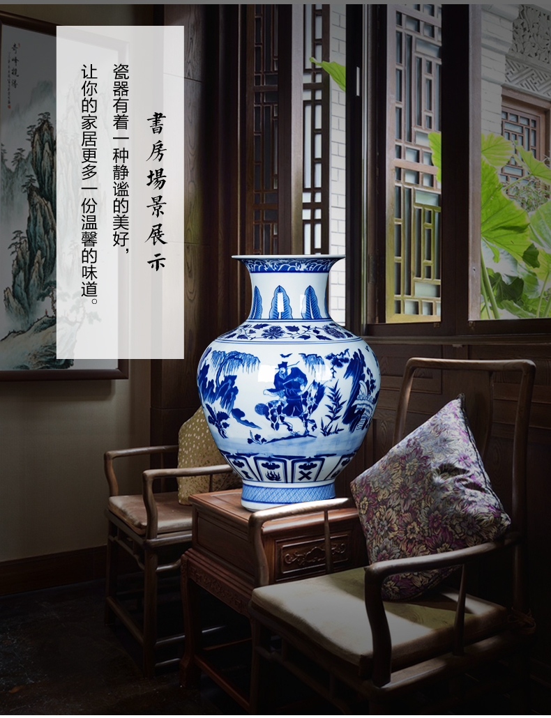 Jingdezhen ceramics archaize yuan blue and white vase furnishing articles to restore ancient ways the new Chinese style household living room TV cabinet decoration