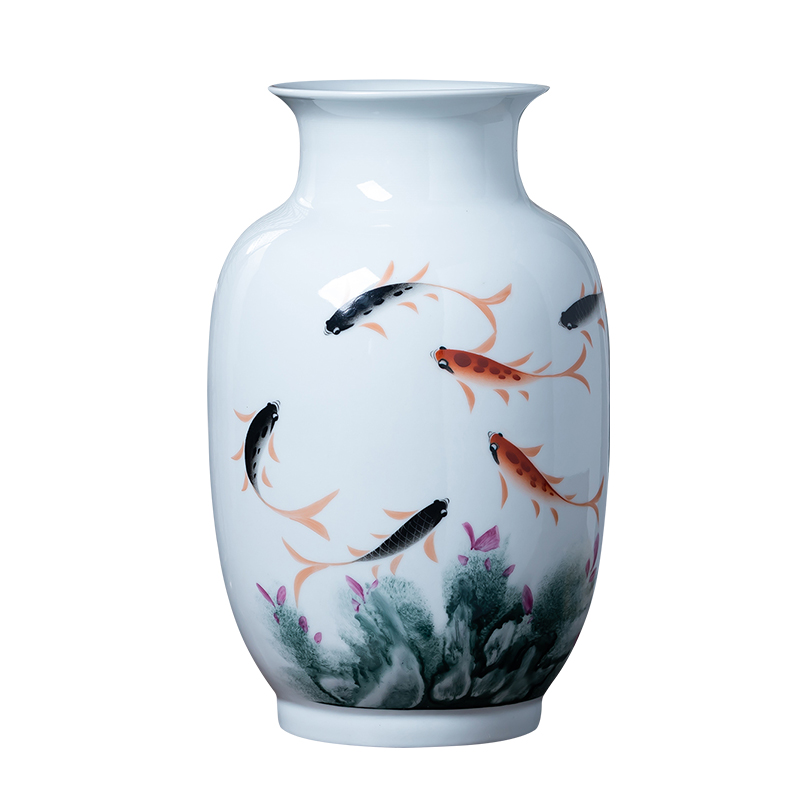 Jingdezhen porcelain ceramic hand - made enamel vase flower arranging place of new Chinese style household living room TV cabinet decoration