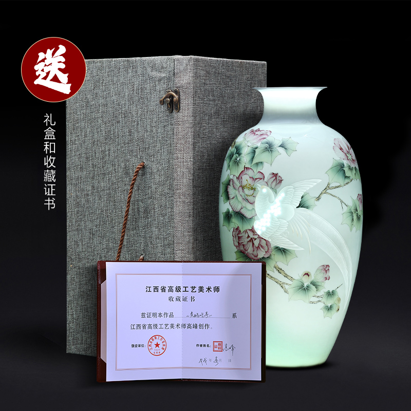 Hand carved splendor in jingdezhen ceramics vase rich ancient frame light key-2 luxury furnishing articles of new Chinese style household decoration