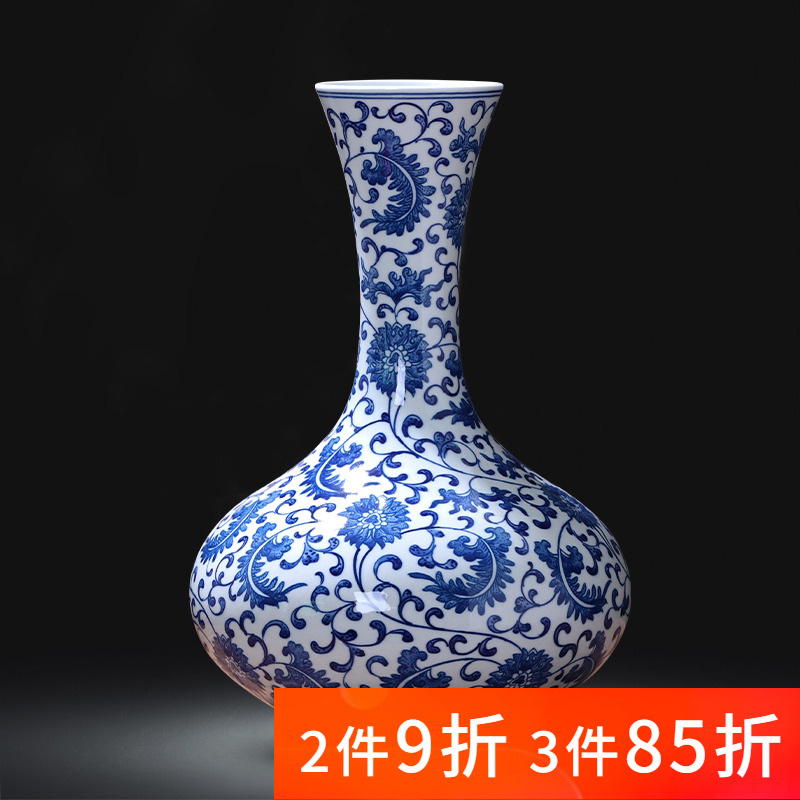 Jingdezhen porcelain ceramic hand - made archaize of blue and white porcelain vases, flower arranging new Chinese style household furnishing articles sitting room adornment