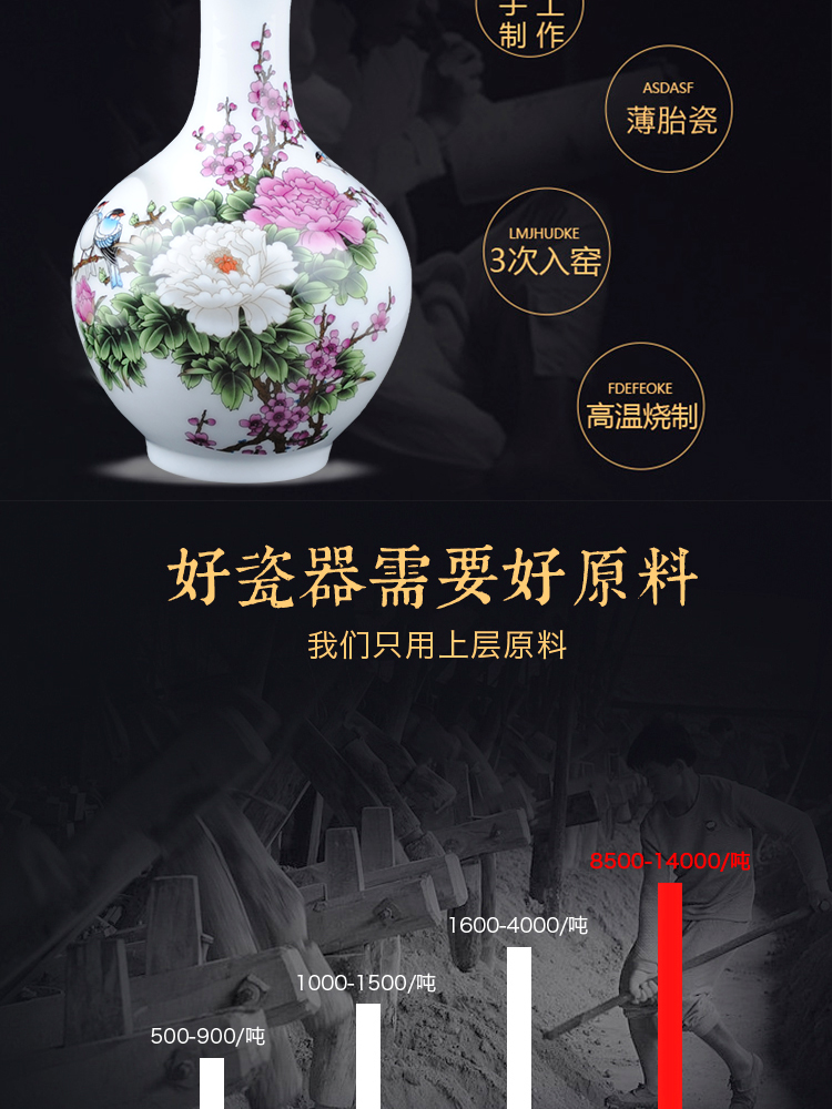 Jingdezhen ceramics powder enamel flower flower arranging furnishing articles I household wine bottles of the sitting room porch decoration porcelain