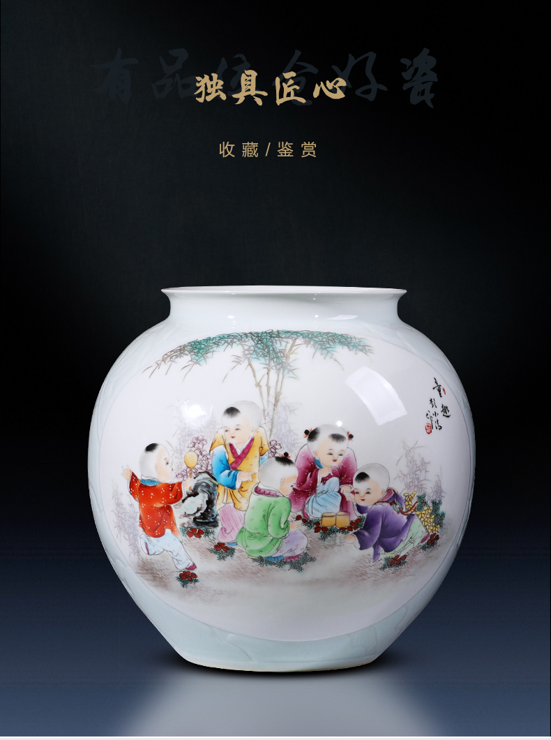 Jingdezhen porcelain ceramic hand - made pastel big vases, new Chinese style household living room TV ark adornment furnishing articles