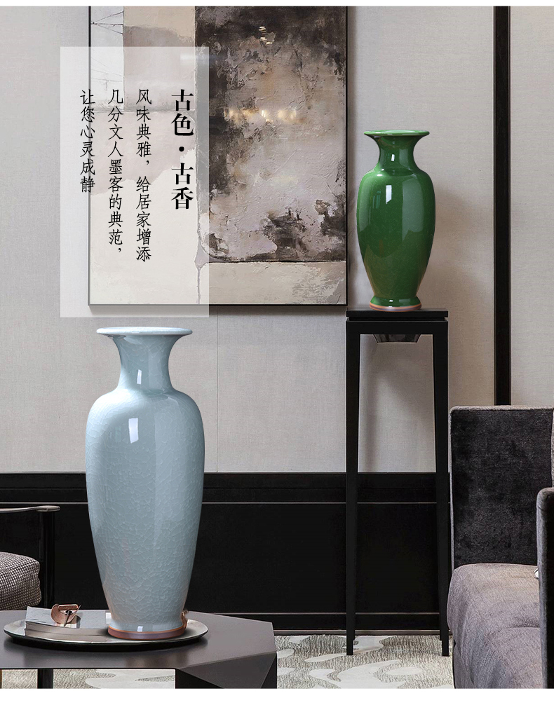 Jingdezhen ceramics vase furnishing articles sitting room flower arranging Chinese style household large archaize the jun porcelain floor furnishing articles