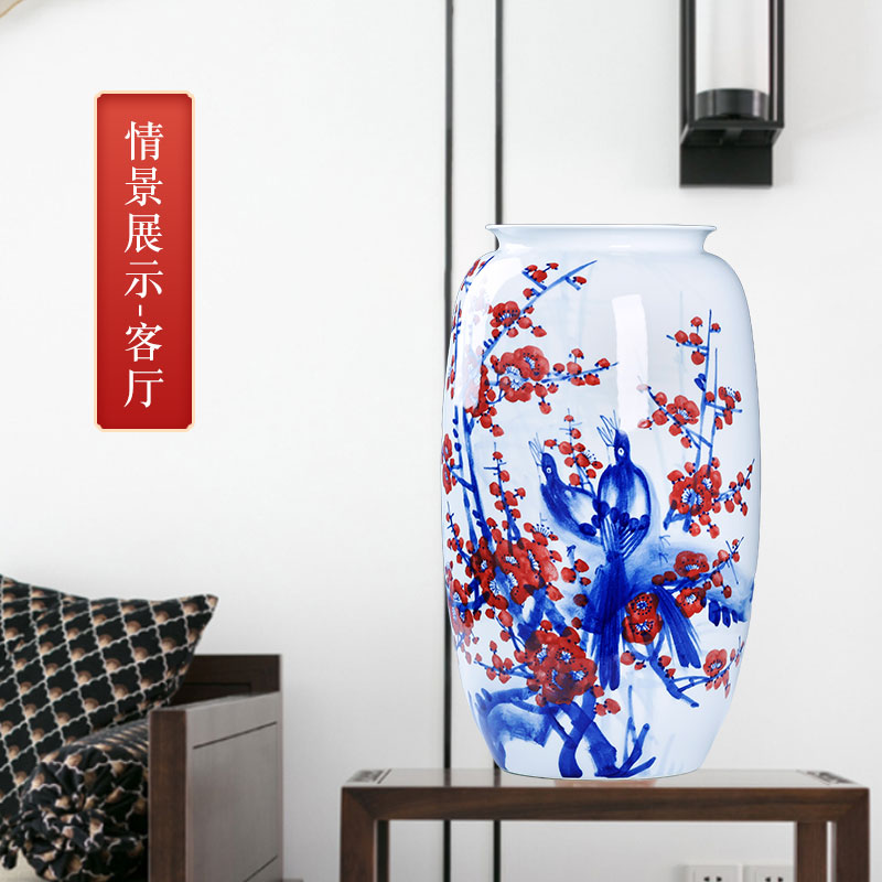 Jingdezhen ceramics hand - made color under the glaze of blue and white porcelain vase example room sitting room adornment of Chinese style household furnishing articles