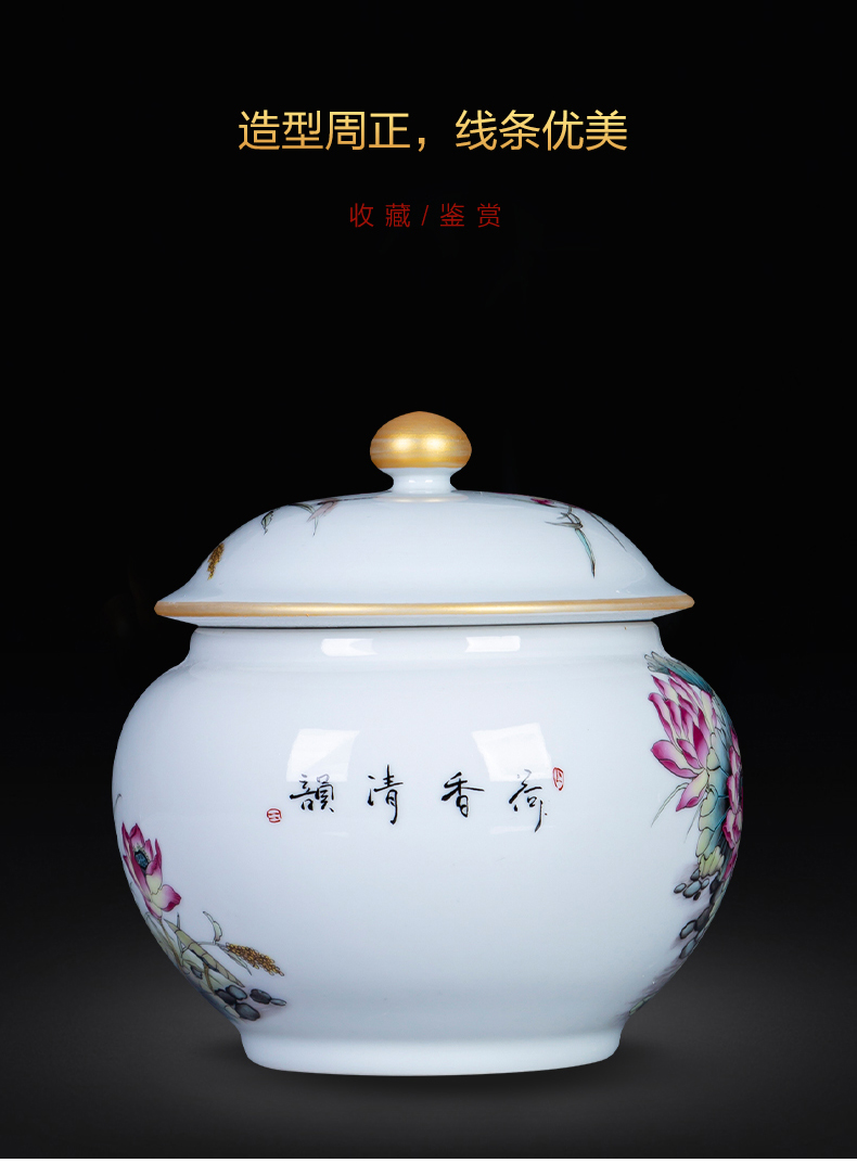 Half jins of jingdezhen ceramics seal small caddy fixings moistureproof mildew storage tank grains, to receive with cover pot