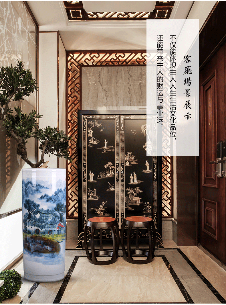 Jingdezhen ceramics hand - made landed straight quiver big vase furnishing articles of new Chinese style household adornment TV ark