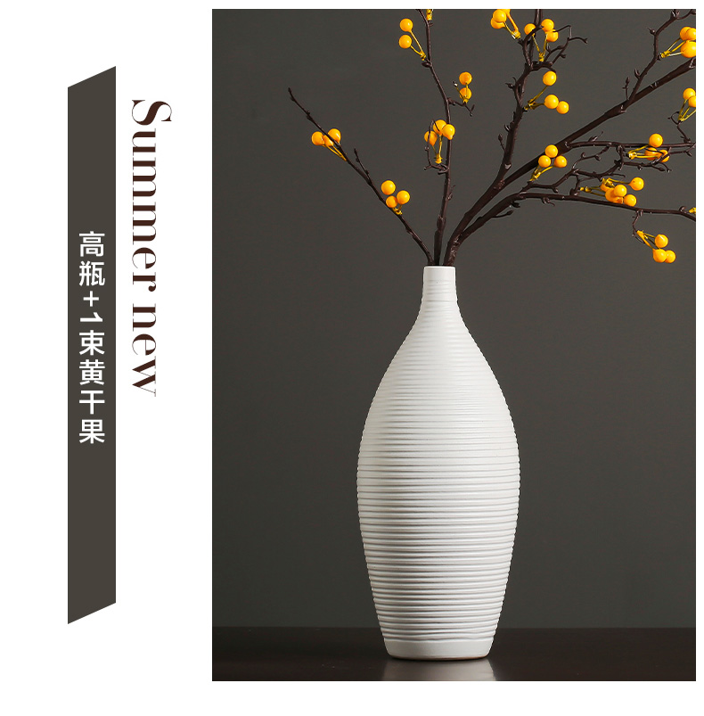 White ceramic vase furnishing articles modern creative simple Chinese flower arranging dried flowers sitting room home TV ark, adornment