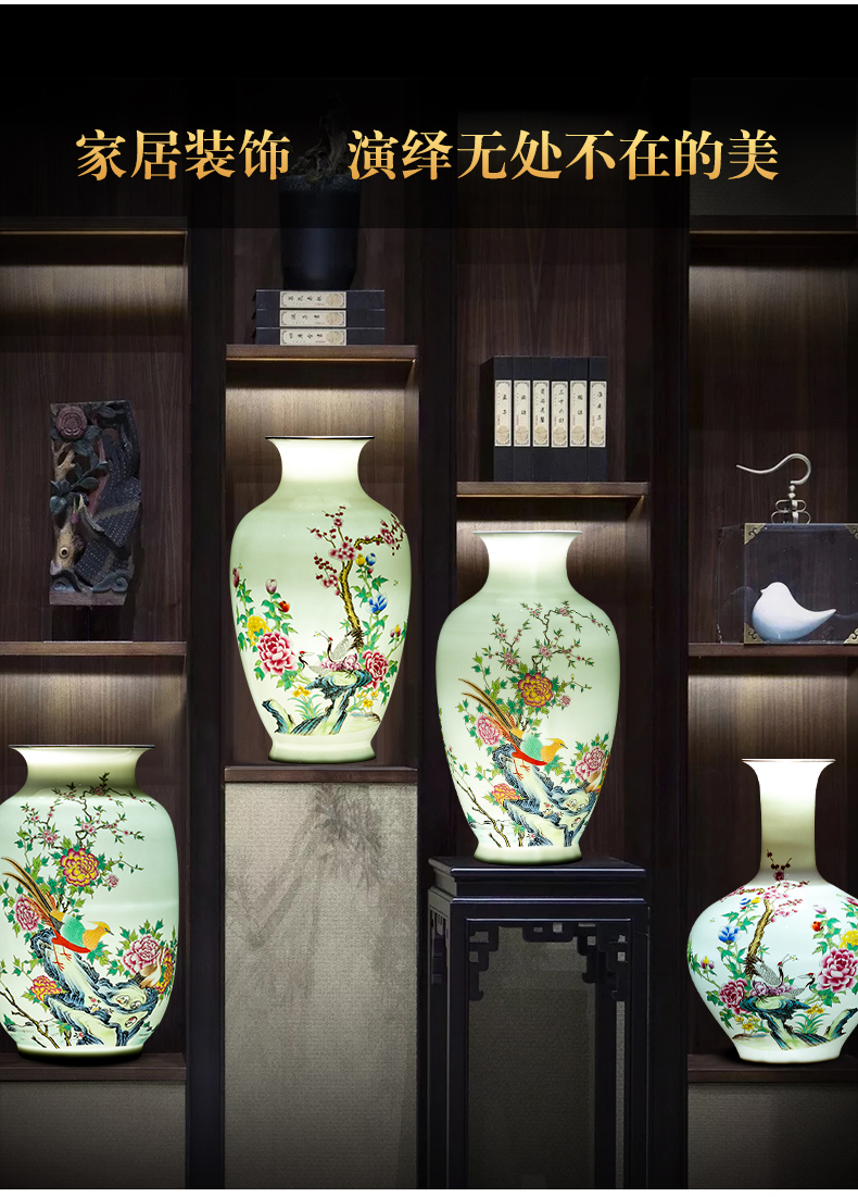 Jingdezhen porcelain ceramic powder enamel thin body new Chinese style household vase living room TV ark, flower adornment furnishing articles