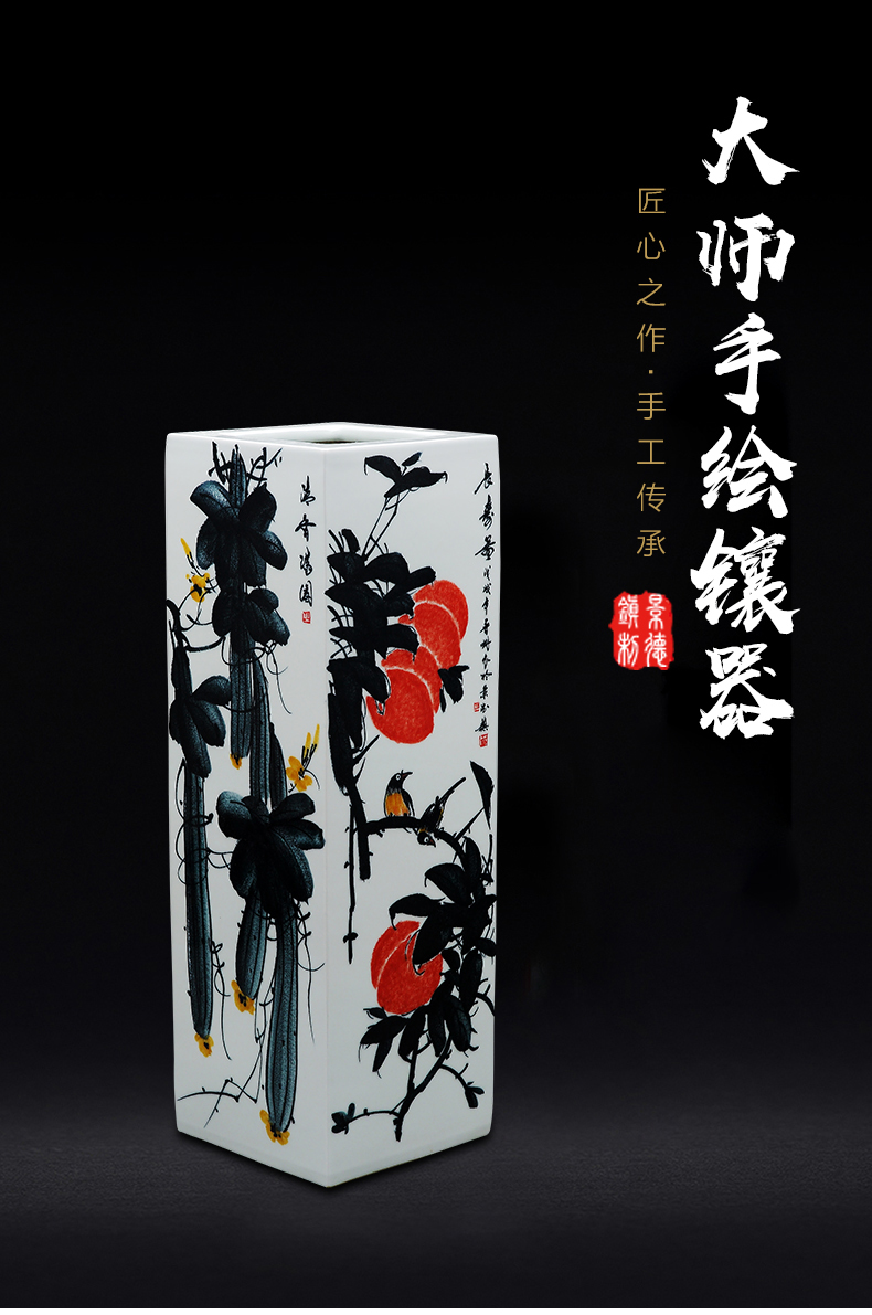 Jingdezhen ceramic set device penjing masters hand - drawn square of large vases, new Chinese style home sitting room adornment