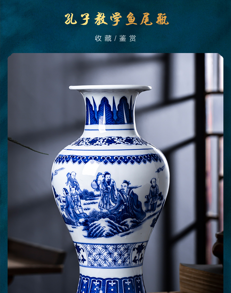 Antique vase of blue and white porcelain of jingdezhen ceramics furnishing articles Chinese flower arranging sitting room adornment of TV ark, wine accessories