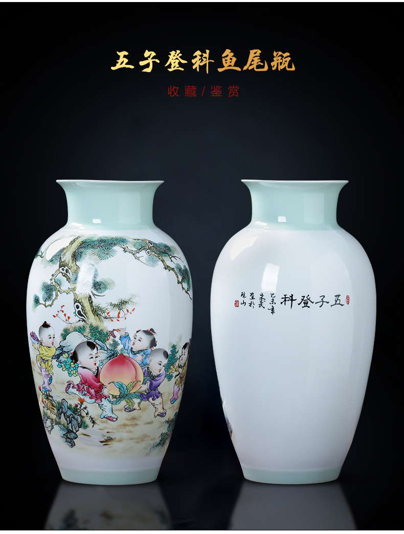 Jingdezhen ceramics landscape painting enamel vase flower arranging place of new Chinese style household living room TV cabinet decoration