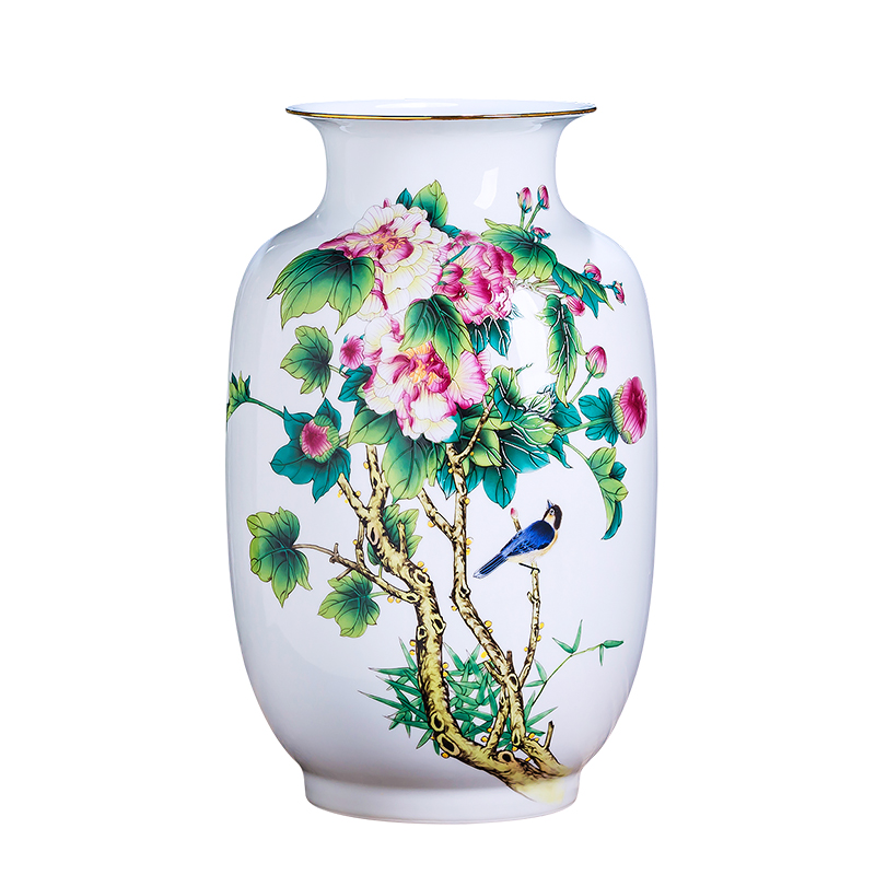 Jingdezhen ceramics powder enamel thin body new Chinese style household wealth vase furnishing articles flower arrangement sitting room adornment