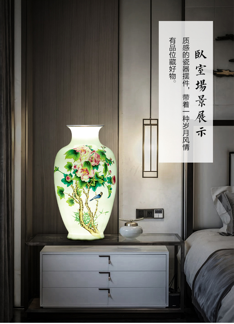 Jingdezhen ceramics powder enamel thin body new Chinese style household wealth vase furnishing articles flower arrangement sitting room adornment